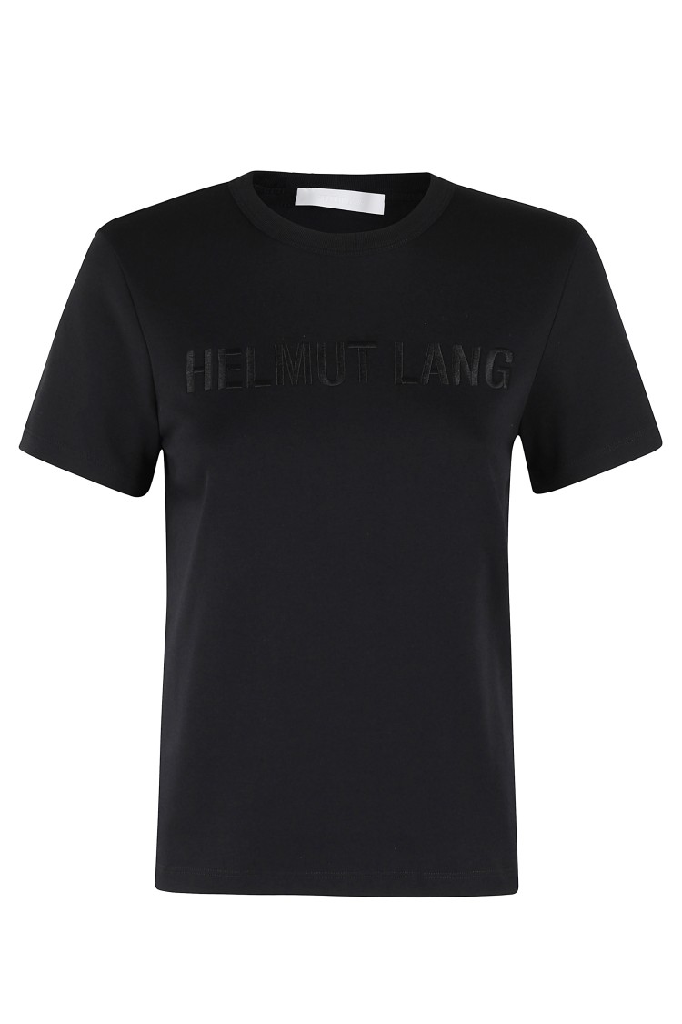 Helmut Lang Logo Embroidered Crew Neck Short Sleeve Top In Black