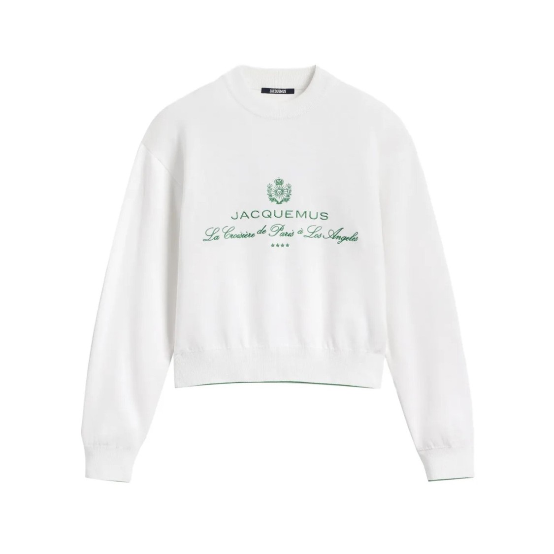 Jacquemus White Sweater With Logo Embroidered On The Front And Short Design In Cotton Woman