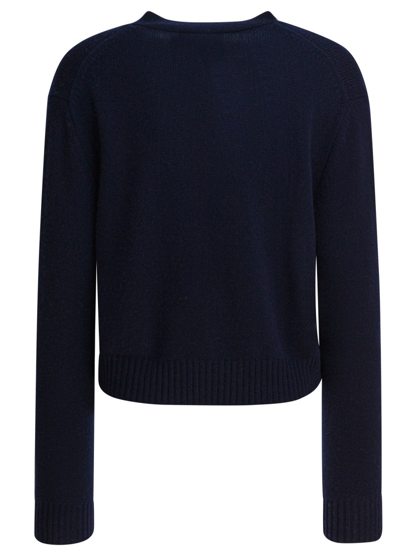 Lisa Yang Cropped Marion Cardigan With Deep V-neckline In Blue