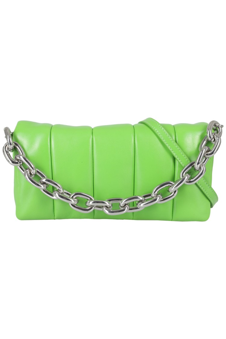 Stand Studio Rectangular Green Lamb Leather Panel Bag In Green