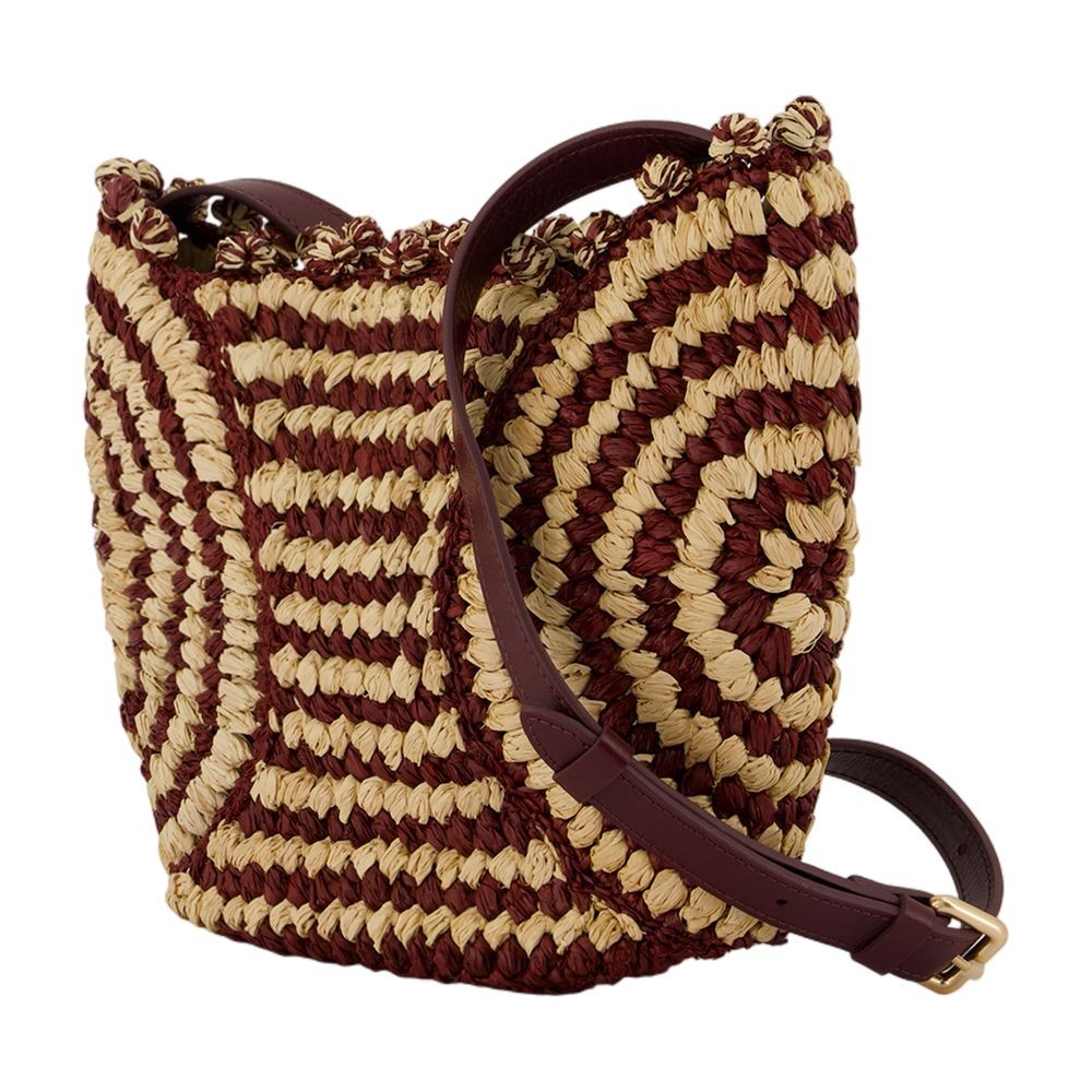 Vanessa Bruno Panier Pm Crossbody - Raphia - Burgundy
