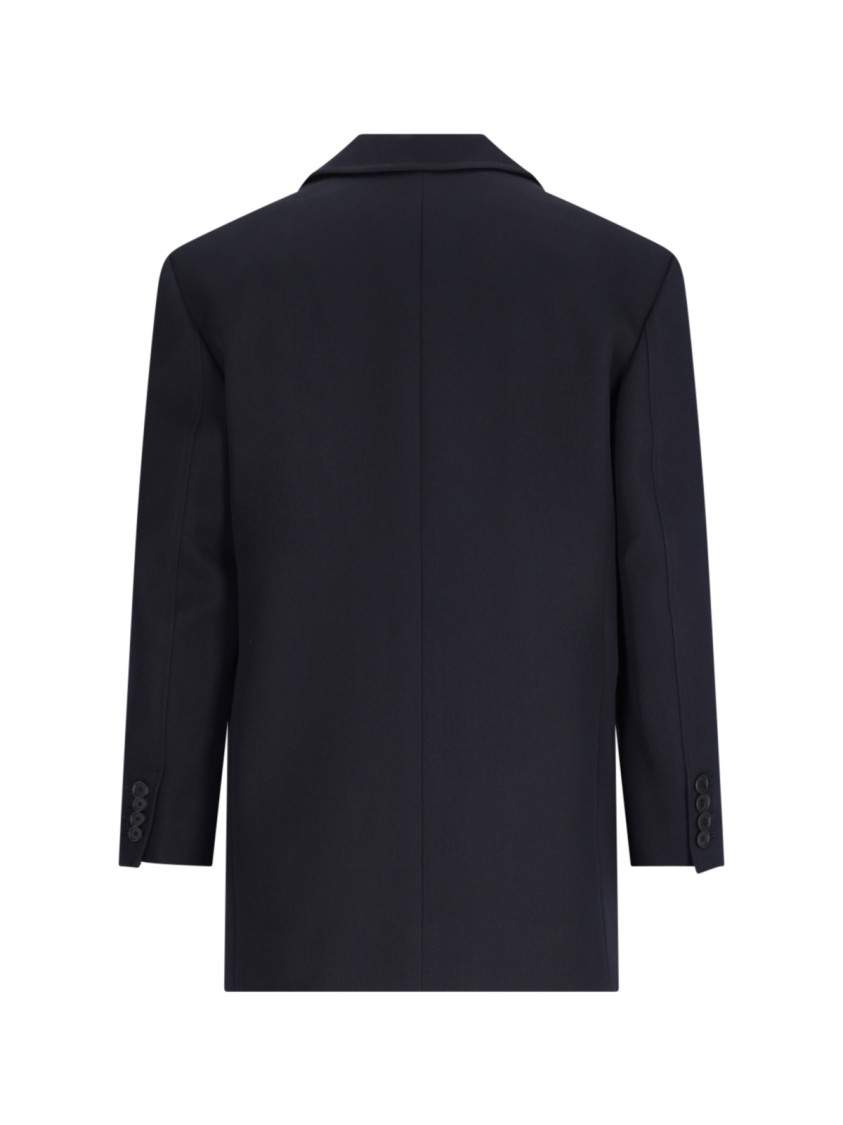 Dunst Single-breasted Blazer In Blue Wool Blend