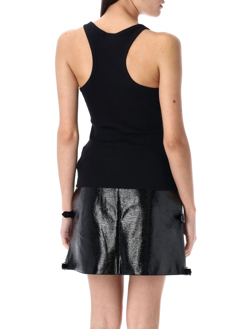 Courrèges Courreges Black Racerback Tank Top With Logo Patch In Black