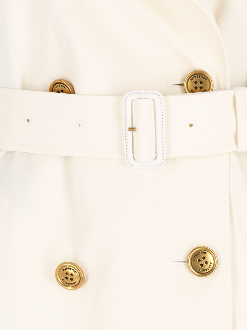 Shop Burberry Double-breasted Trench Coat – White