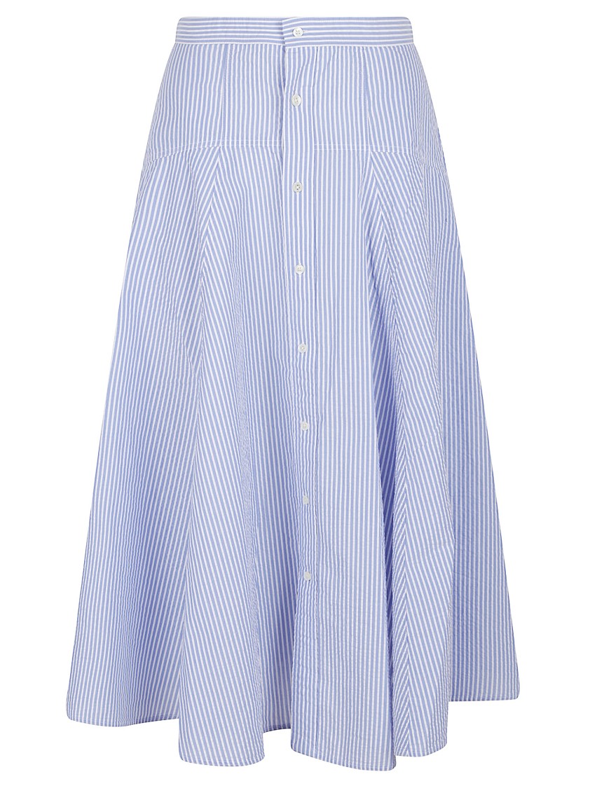 Polo Ralph Lauren Slightly High-waisted Midi Cotton Skirt With Button Front