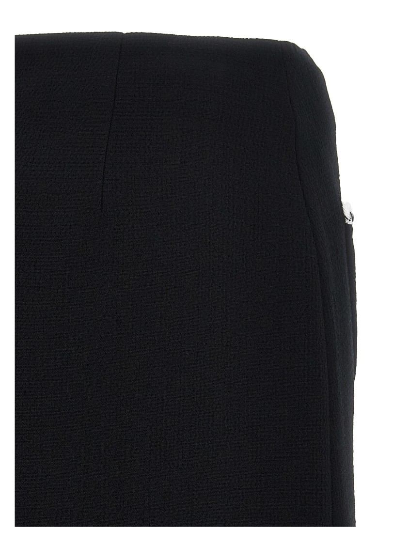 Moschino Heart-button Crepe Skirt With Grosgrain Detail In Black