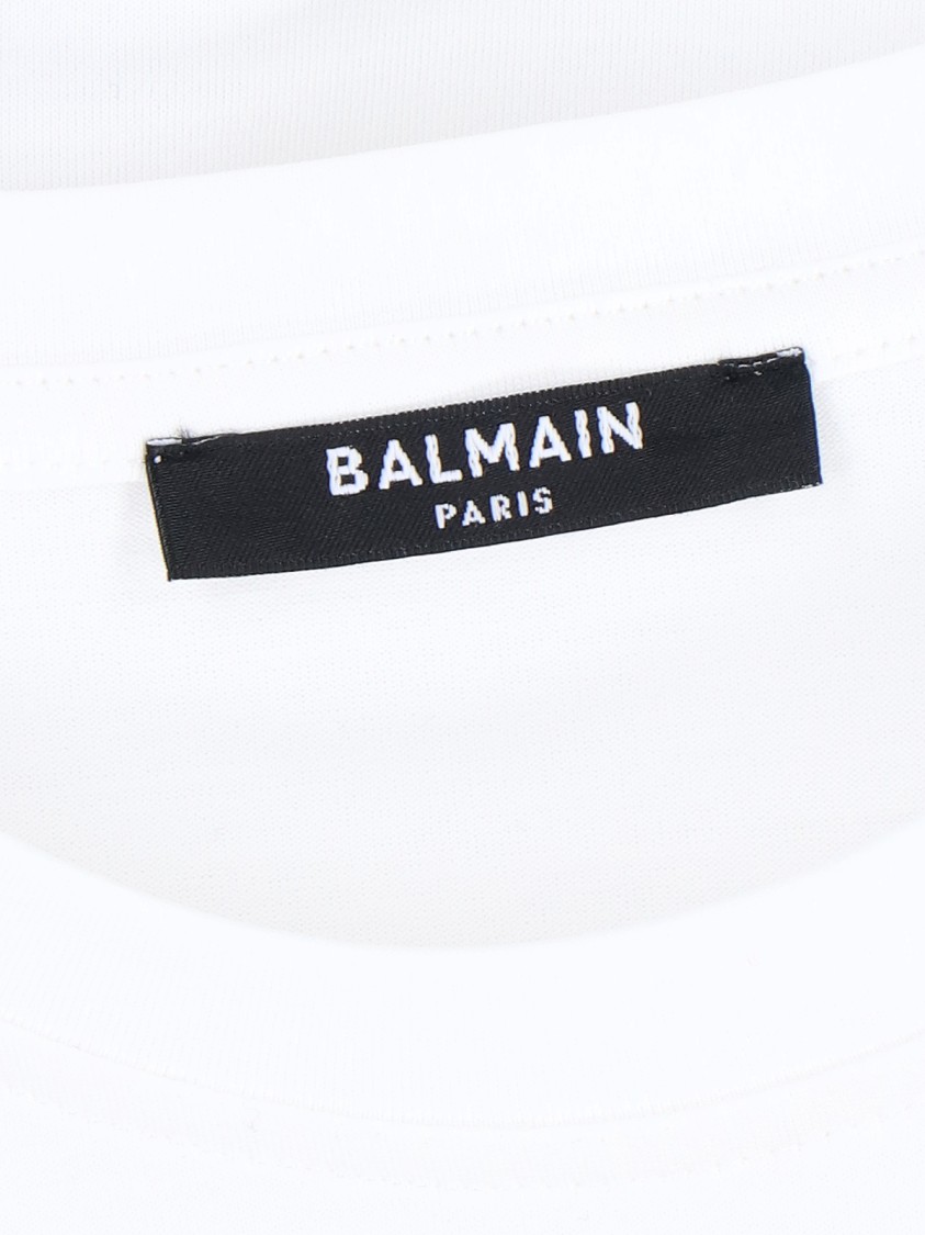 Balmain Logo Cotton Jersey Cropped T-shirt In White