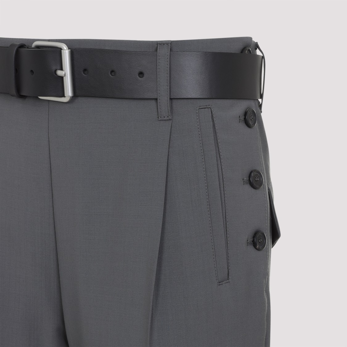 Moschino Cotton Pants With Belt Loops And Button Detailing In Grey