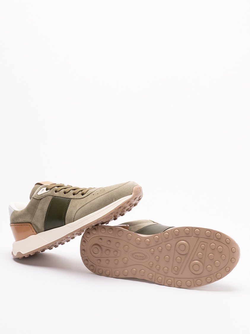 Tod's Calf Leather Sneakers With Suede Panels