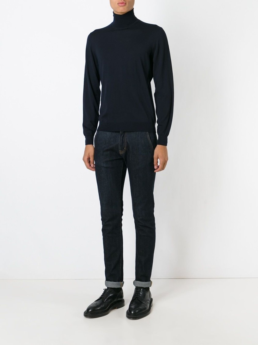 Drumohr Turtleneck Merino Wool Sweater With Ribbed Edge