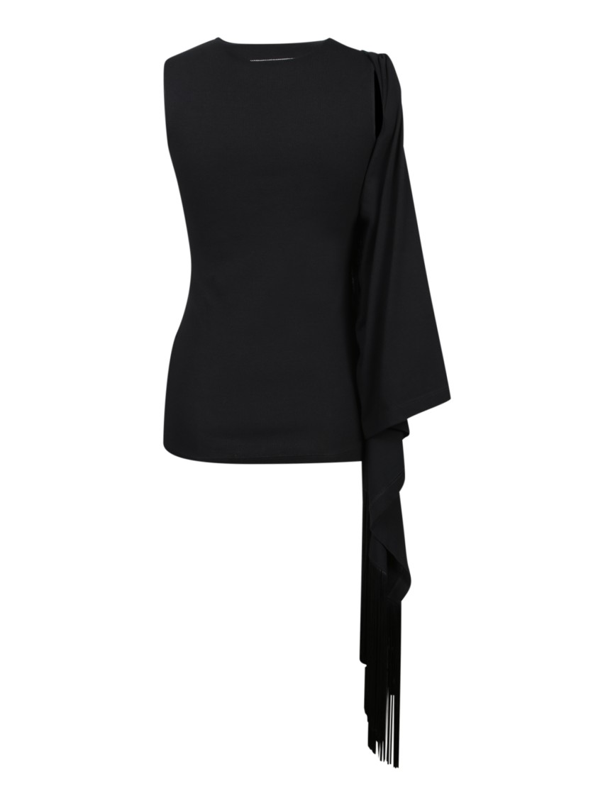 Mm6 Maison Margiela Mm6 By Maison Margiela Asymmetrical Sleeveless Top With Fringed Detail