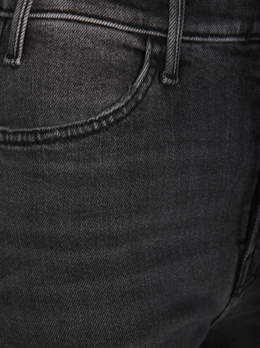 Mother The Hustler Roller Sneak Fray Jeans In Black