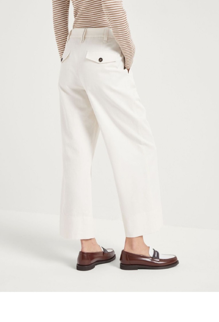 Brunello Cucinelli Wide-leg Trousers With Tailored Silhouette And Soft Finish In White