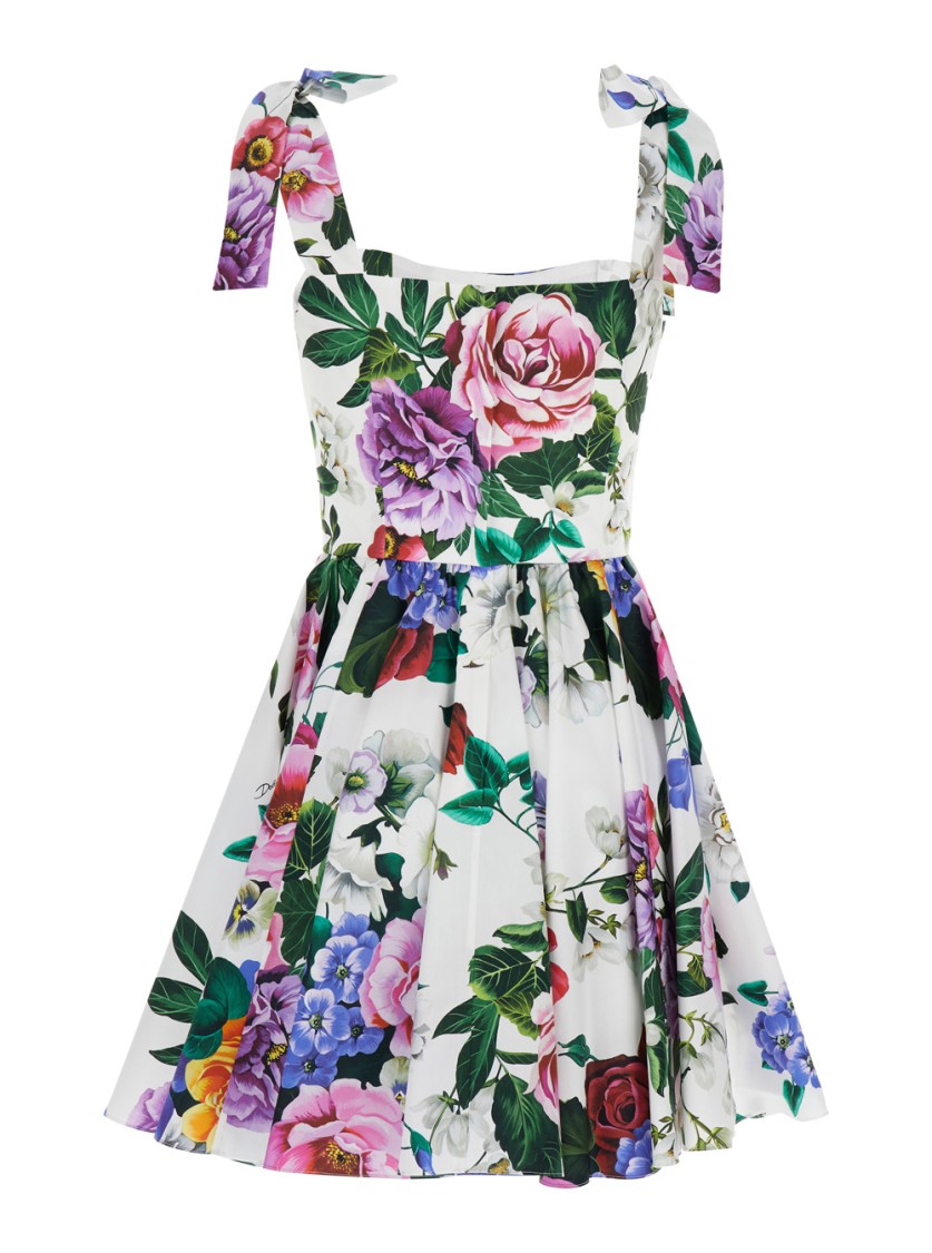 Shop Dolce & Gabbana Square Neckline Multicolor Sleelevelss Mini Dress