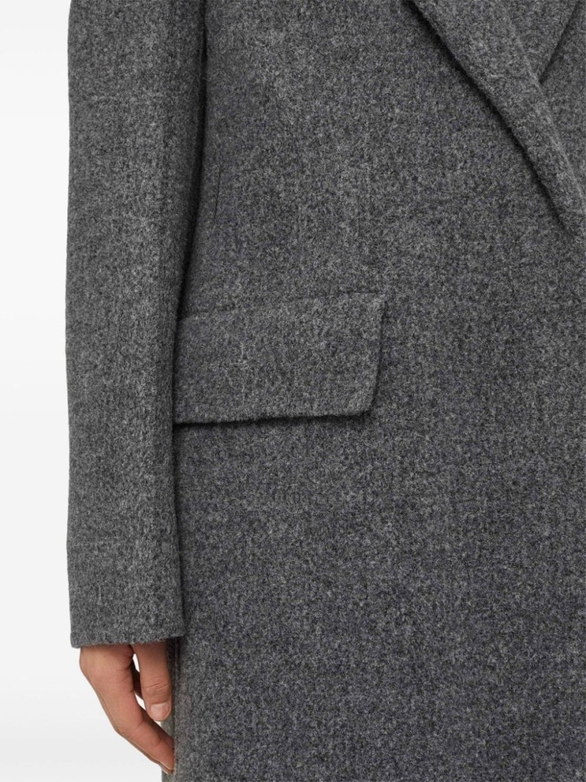 Jil Sander Long Textured Alpaca Coat With Notched Lapel