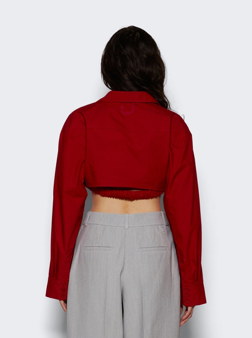 Jacquemus Cropped Cotton Poplin Shirt With Twist Detailing