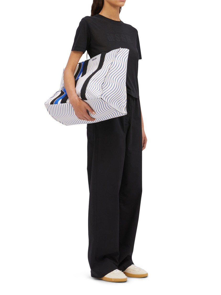 Msgm Wide Leg Trousers With Elastic Waistband In Black