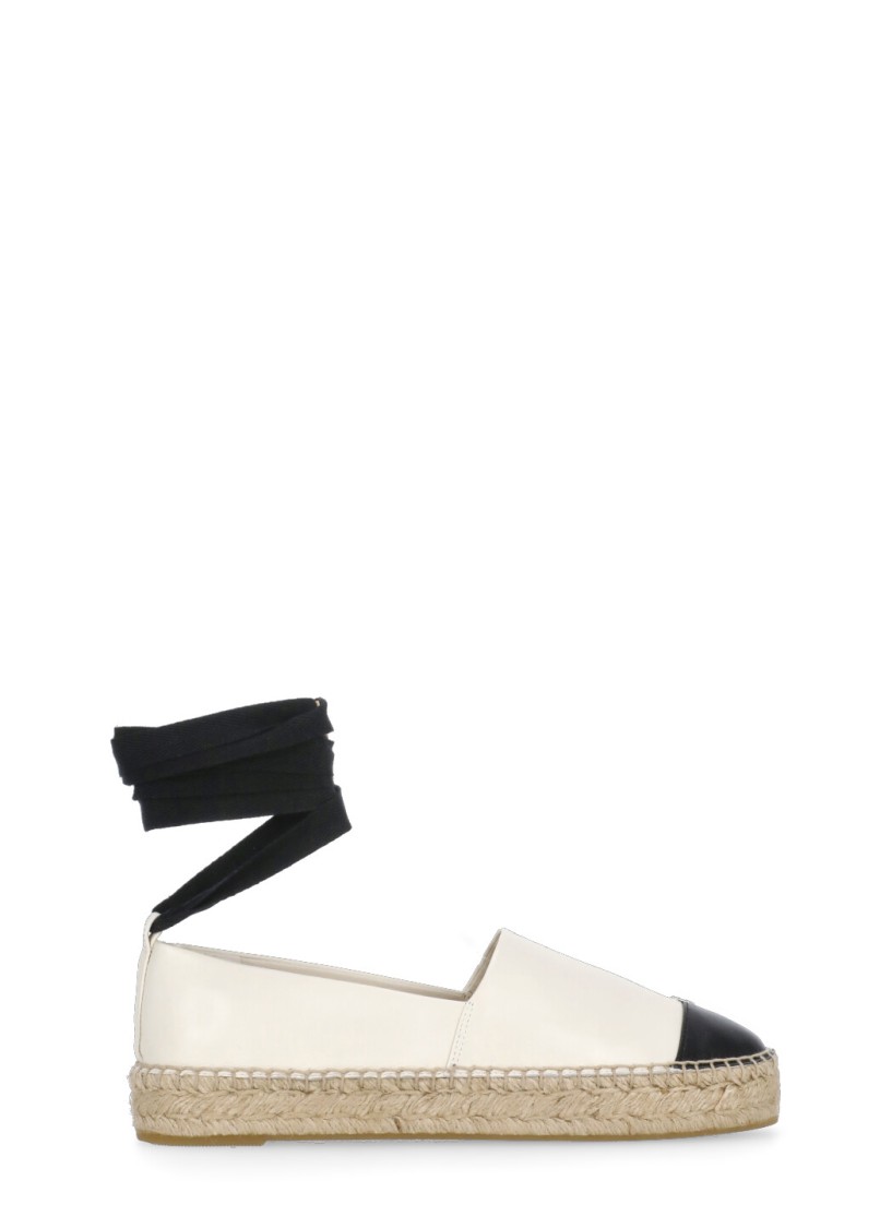 Tory Burch Ivory Leather Espadrillas In Neutral