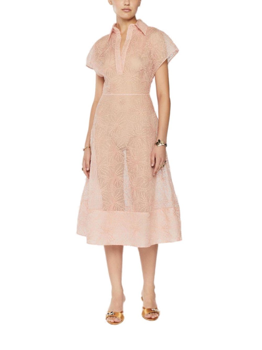 Shop Genny Antique Pink Silk Midi Dress