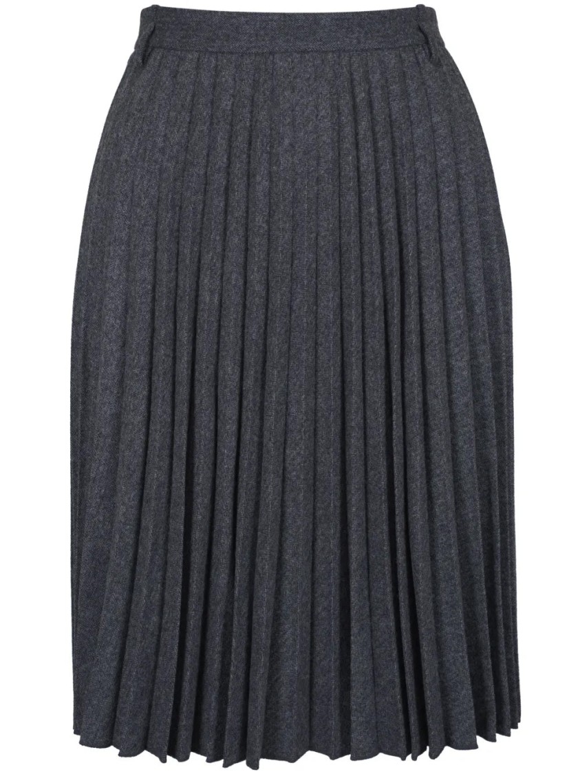 Vince Herringbone Midi Skirt In Gray