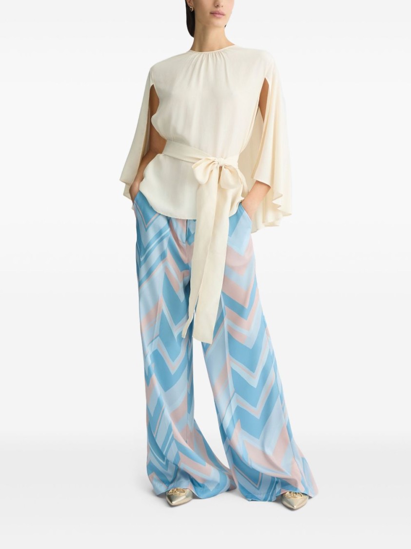 LIU •JO LIU JO WIDE-LEG PANTS WITH CHEVRON PATTERN