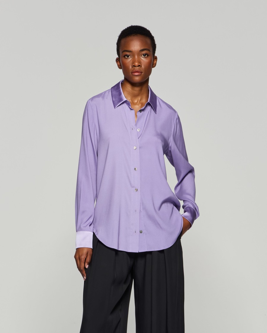 Serena Bute Silk Classic Shirt In Purple