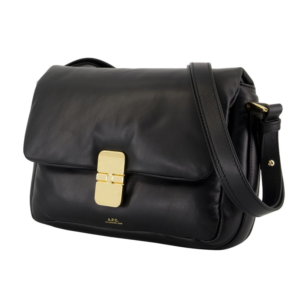 Apc Flap Magnetic Clasp Crossbody Bag In Black