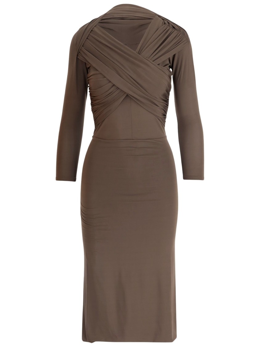 Patou Long Dress Cross Effect In Brown