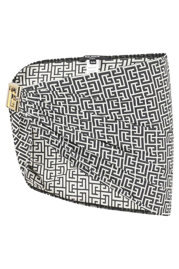 BALMAIN BALMAIN MONOGRAM PRINT PAREO WITH LOGO BUCKLE