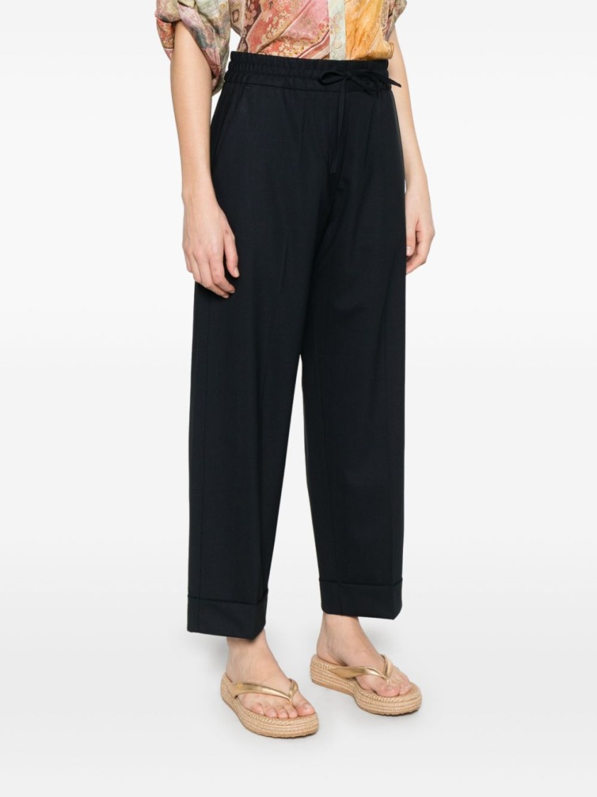 Shop P.a.r.o.s.h Parosh Navy Blue Relaxed Fit Pants With Concealed Fastenings In Black
