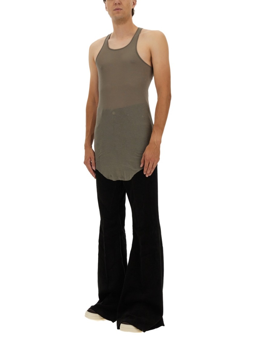 Rick Owens Longline Racerback Scoop Neck Sleeveless T-shirt In Green