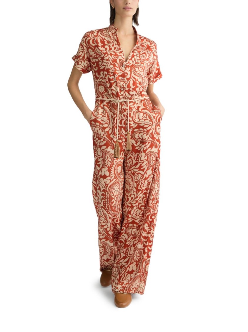 Liu •jo Liu Jo Relaxed Fit Brown Trousers With Paisley Print In Multi