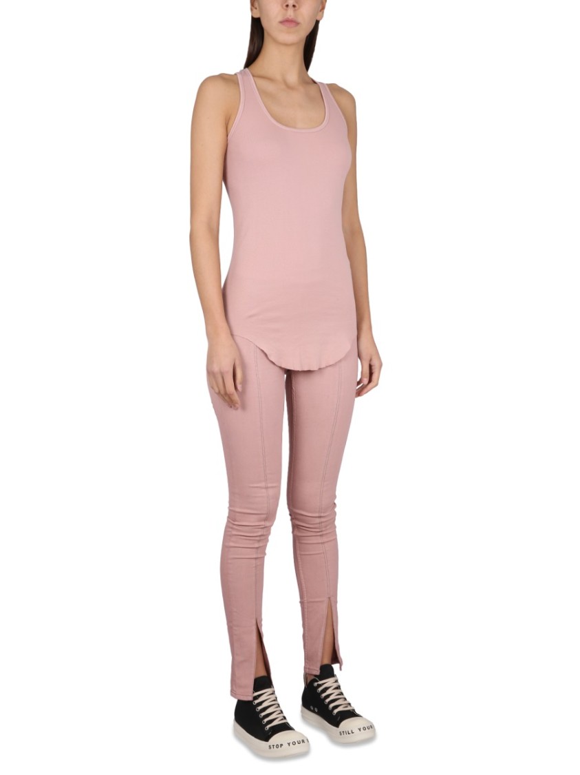 Rick Owens Drkshdw Drkshdw By Rick Owens Denim Leggings With Elastic Waistband And Stylish Slits In Pink