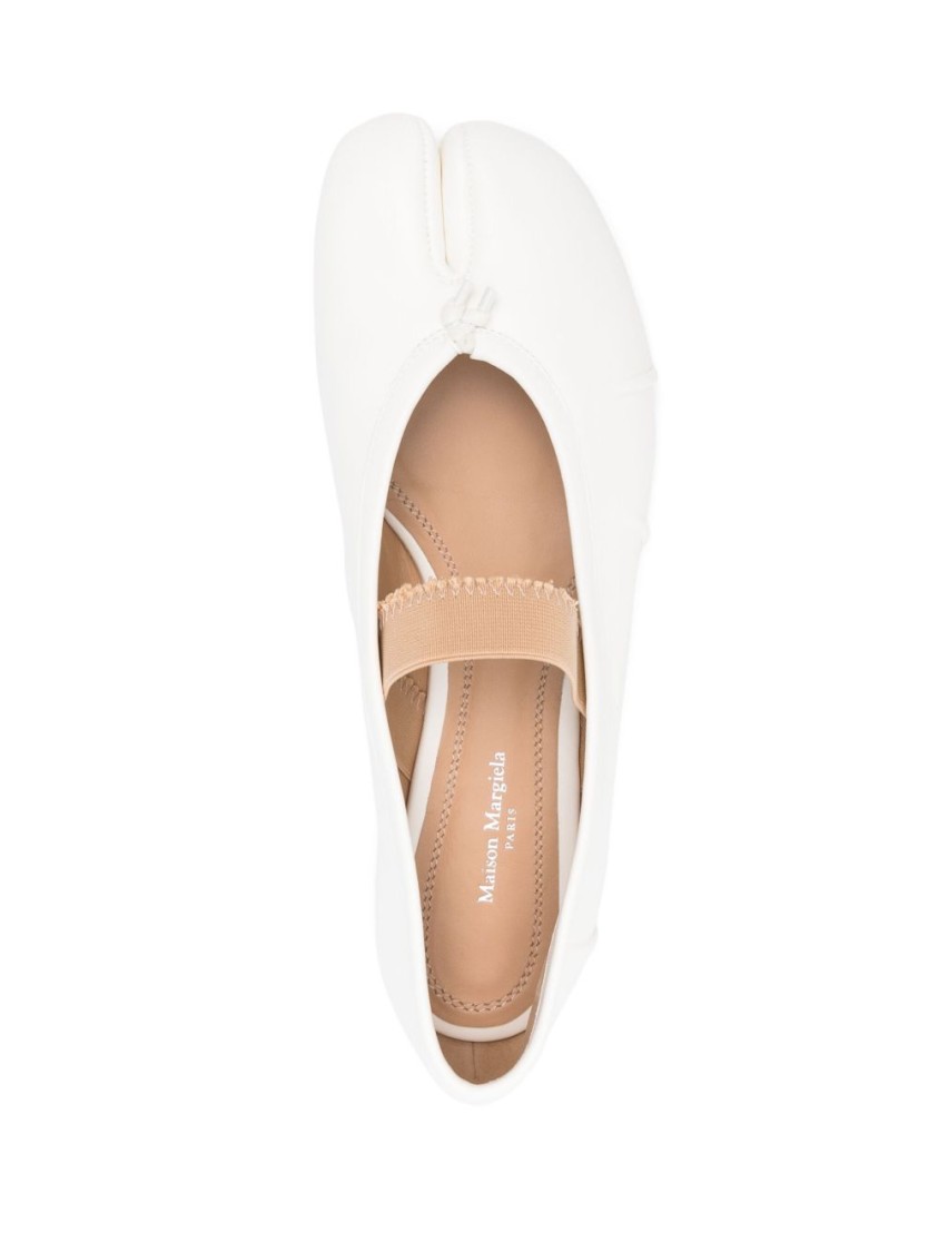 Maison Margiela Ivory Lamb Leather Ballerinas With Delicate Instep Strap