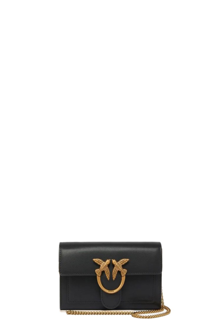 Pinko Shoulder Bag With Gold-tone Emblem And Chain Strap