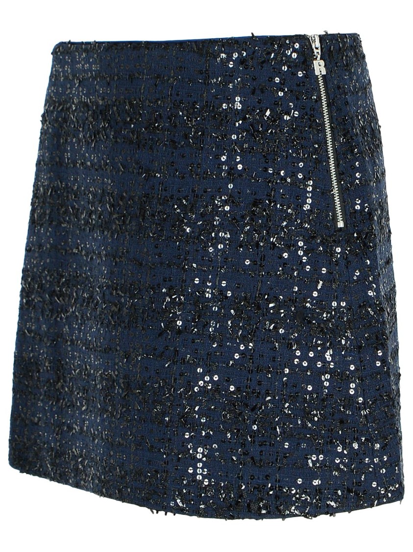 Rotate Birger Christensen Rotate Dark Blue Polyester Miniskirt In Gray