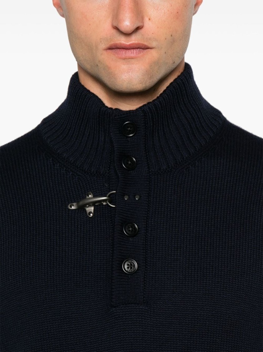 Fay High Neck Sweater In Blue