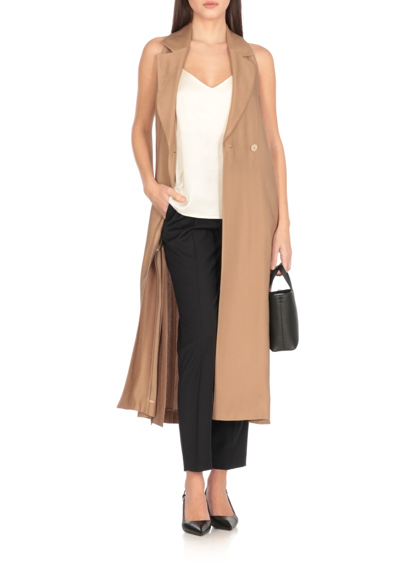 Shop Peserico Brown Viscose And Linen Midi Dress