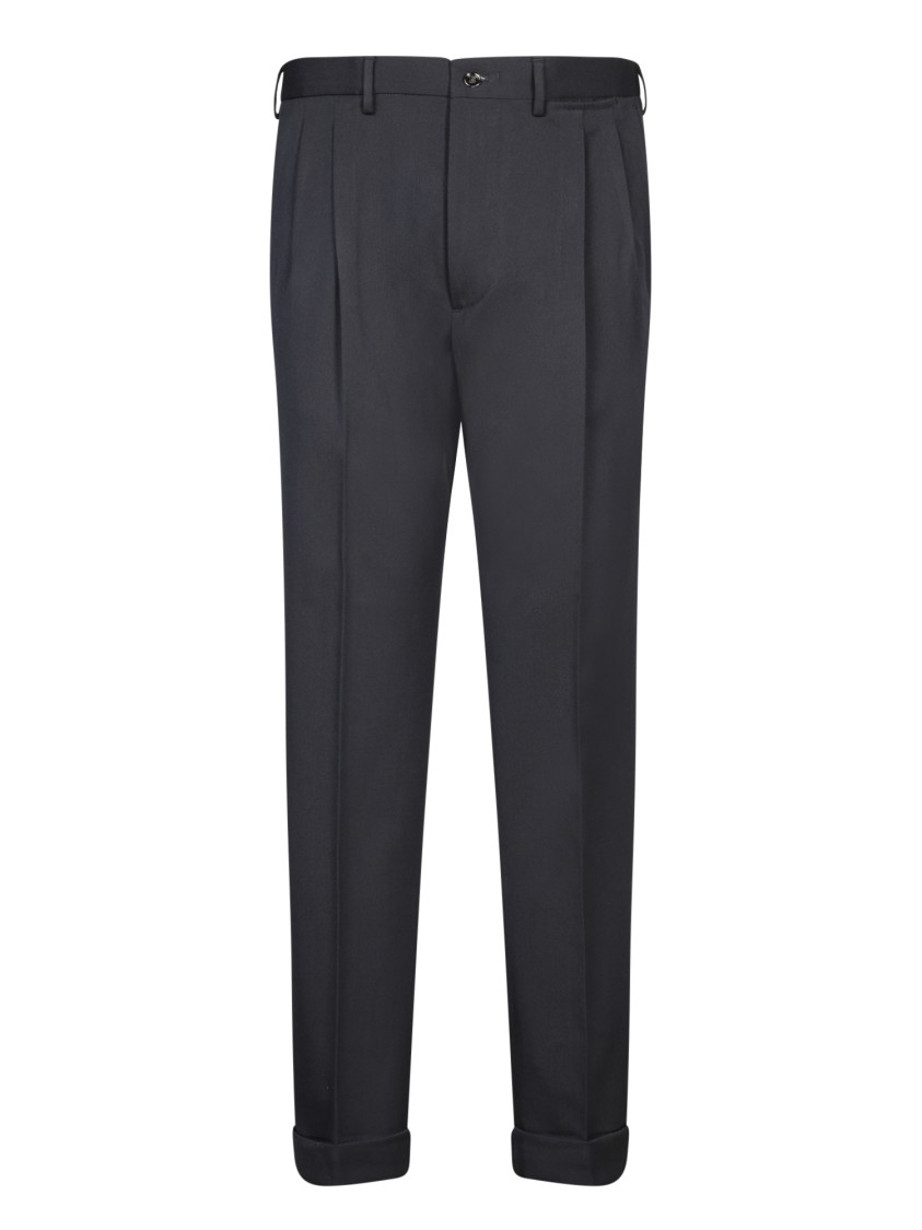Dell'oglio Tailored Wool Trousers With Elegant Fit And Versatile Style In Black