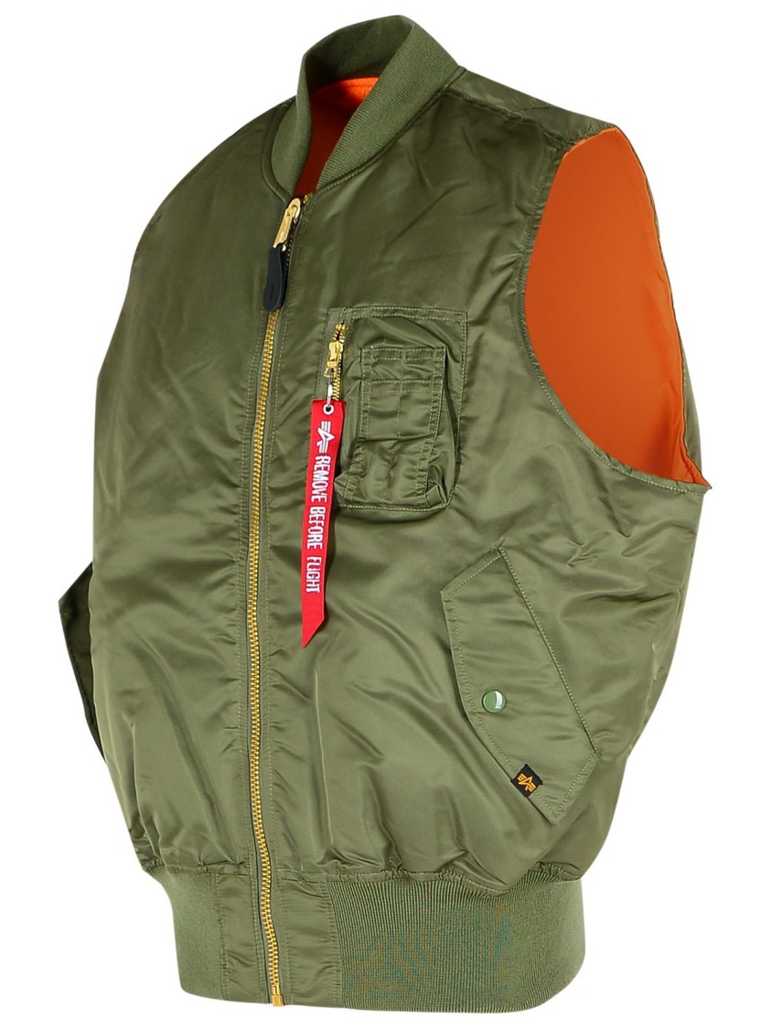Shop Alpha Industries Ribbed Collar Green Nylon Vest