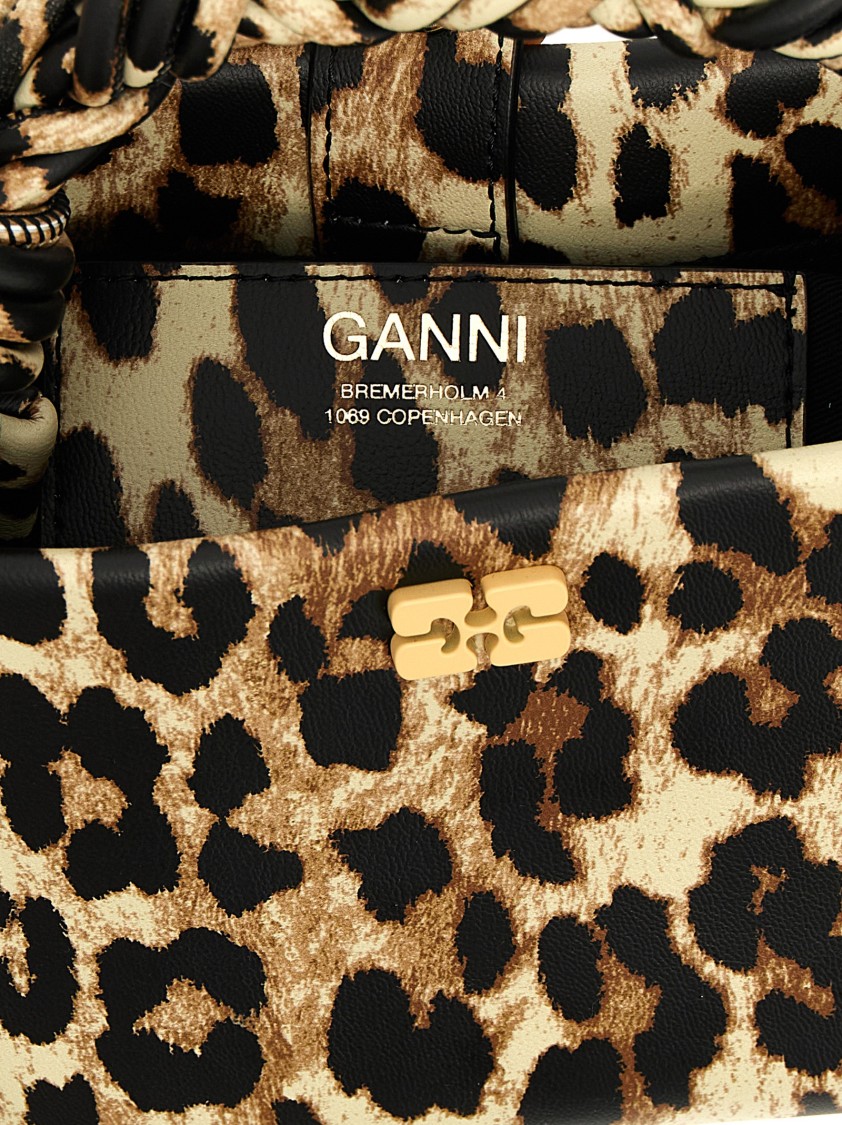 Ganni 'bou Bag Mini Leopard' Handbag In Brown