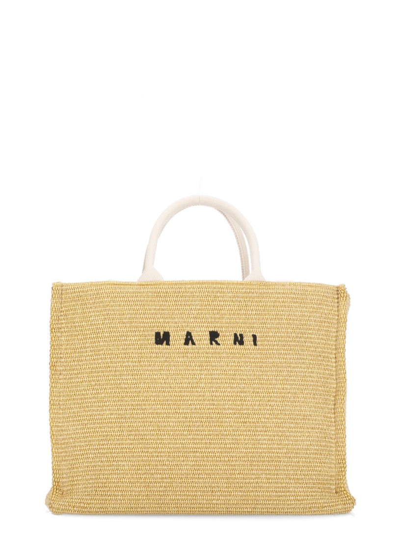 Shop Marni Beige Tote Bag With Logo In Brown