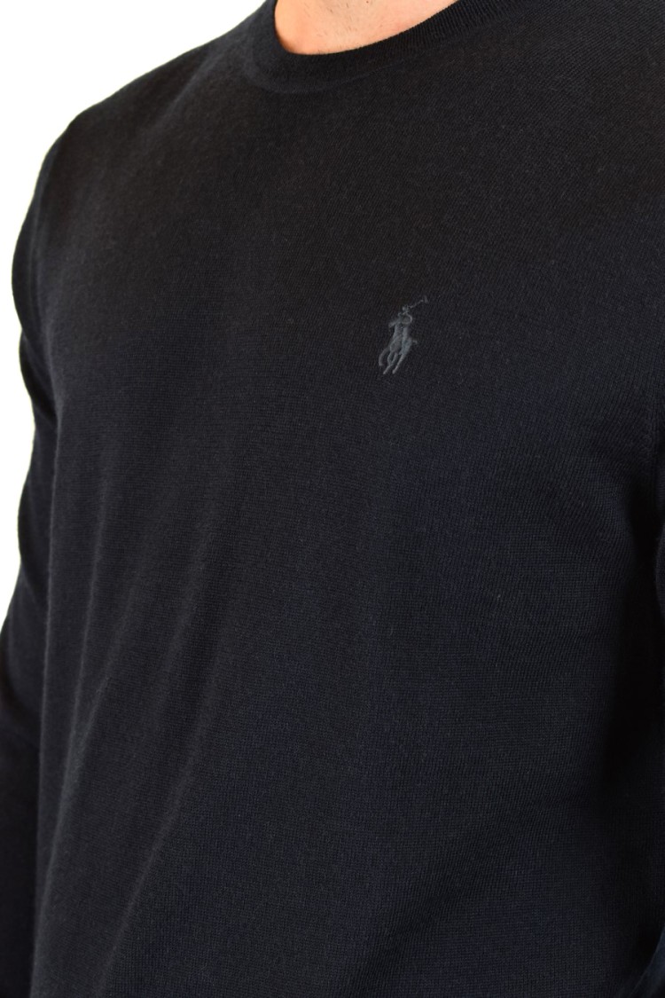 Polo Ralph Lauren Black Crew Neck Knitwear In Blue