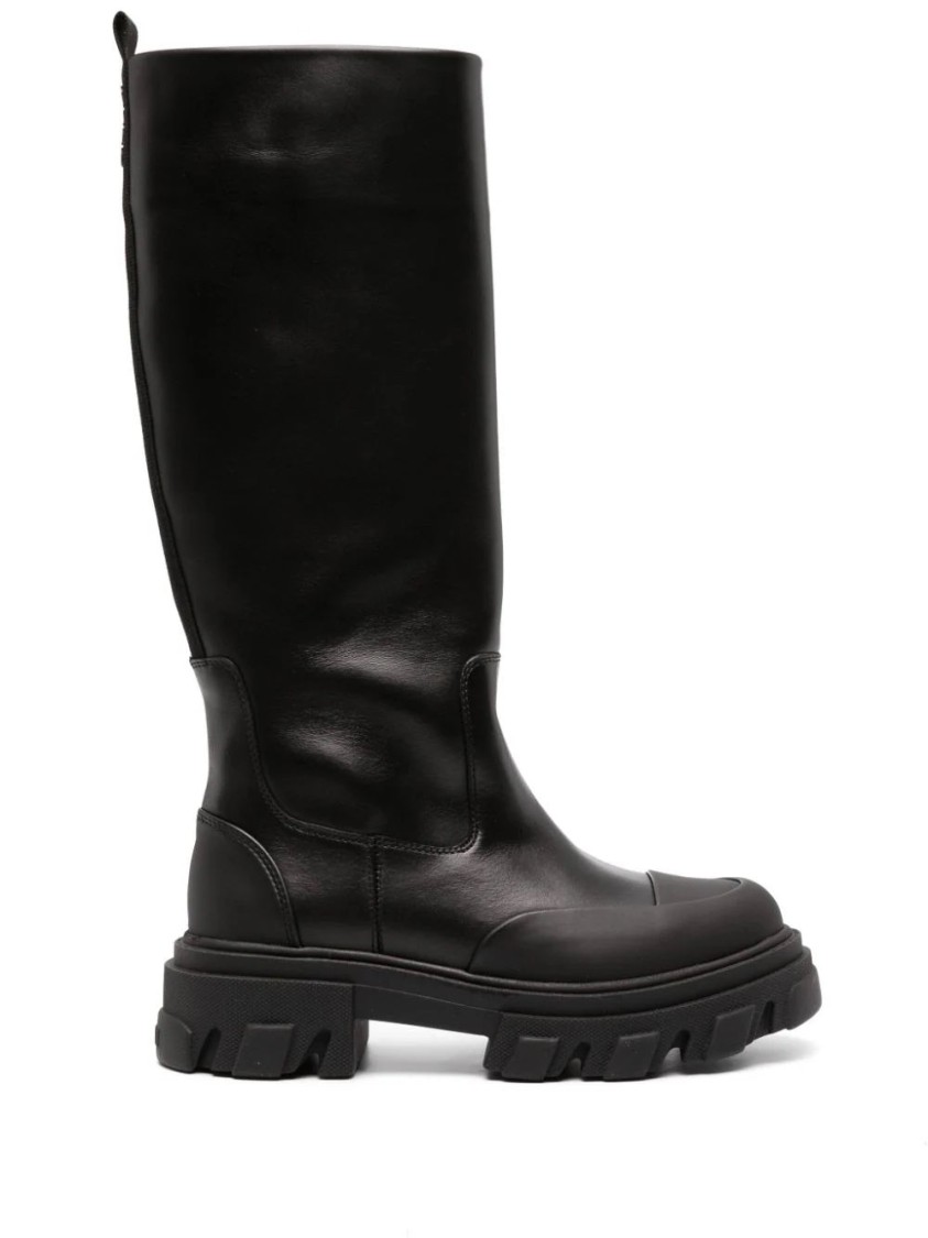 Ganni Cleated High Tubular Boot In Black