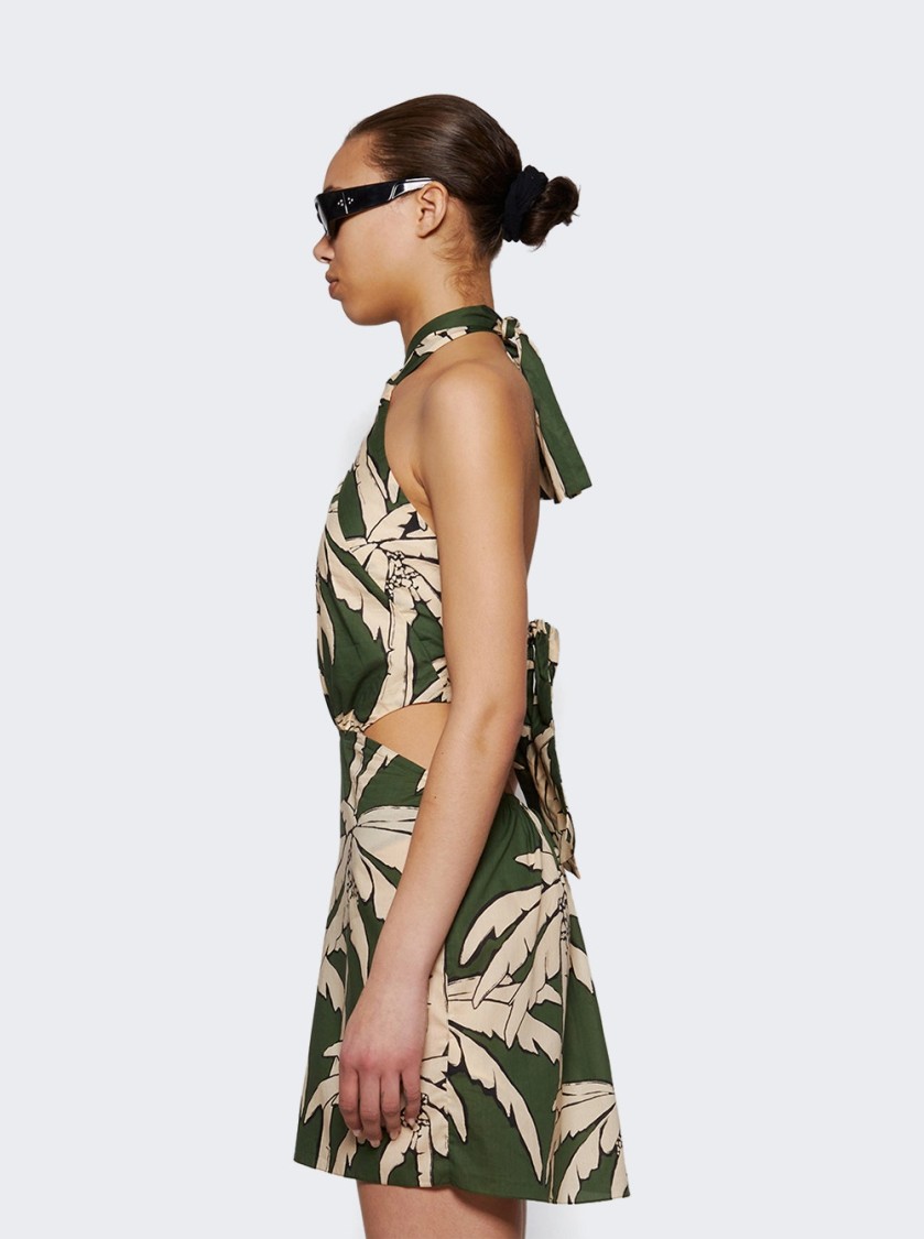 Johanna Ortiz Heart Pirate Mini Dress Green And Ecru In Green