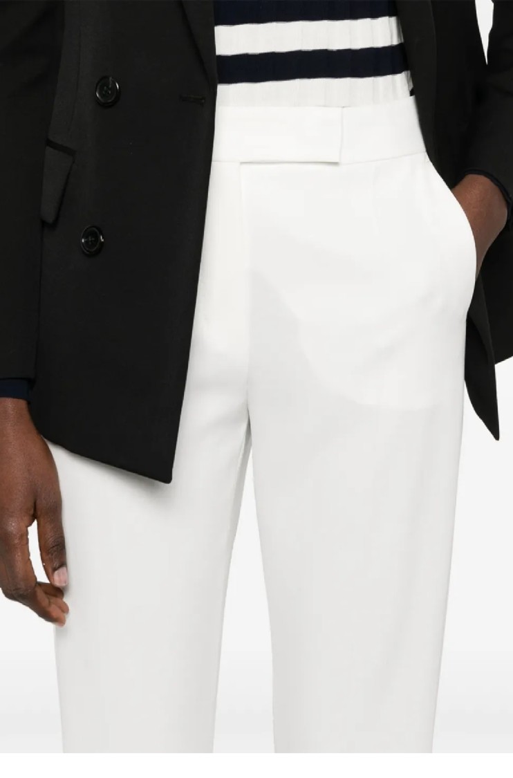 MAX MARA MAX MARA TAILORED WHITE VINCITA TROUSERS WITH POLISHED FINISH