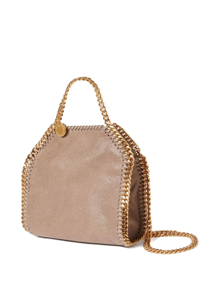 Stella Mccartney Hexagonal-shaped Textured Bag With Chain Strap In Neutral