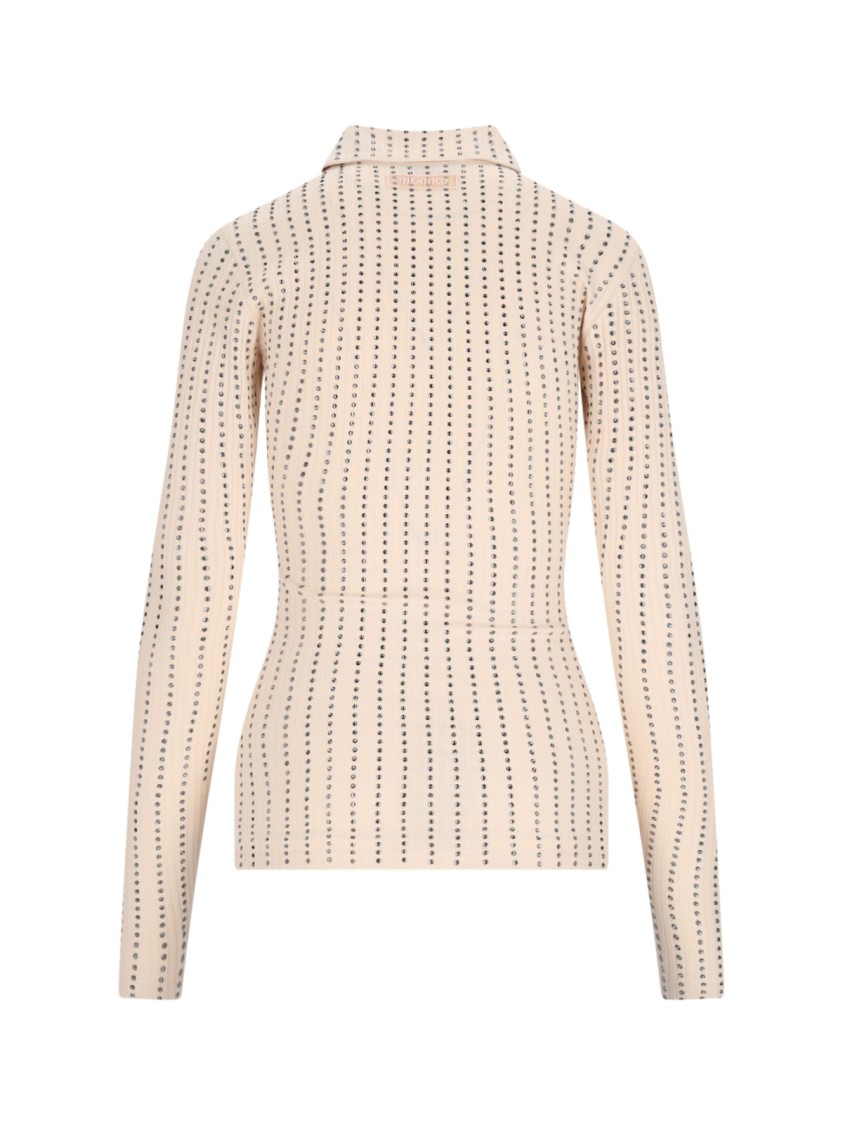 Shop Attico The Crystal Polo – Cream