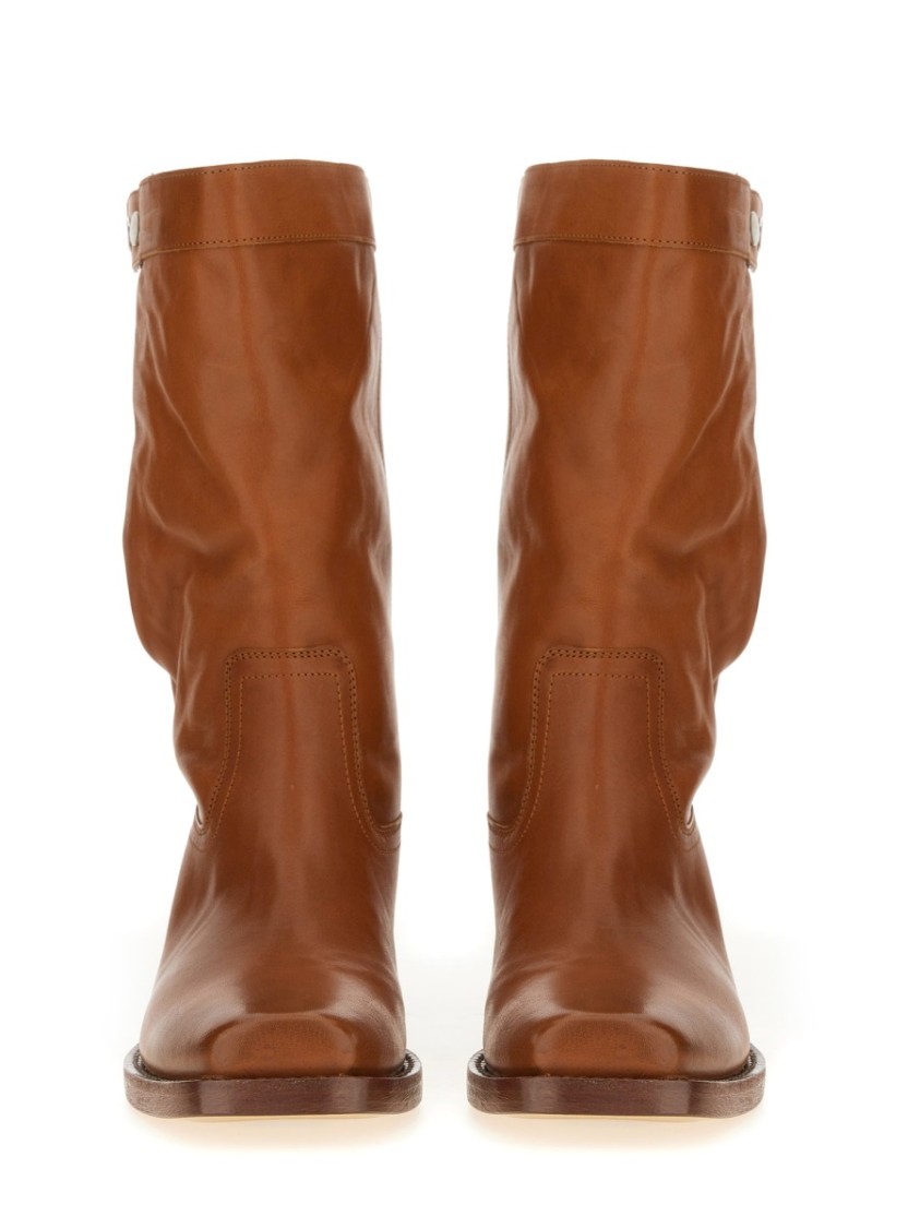 Isabel Marant Ademe Havana Leather Biker Boot Women In Brown