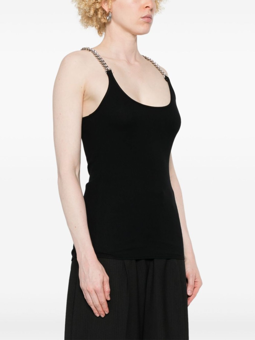 Shop Stella Mccartney Sleeveless Top With Chain-link Detailing In Black